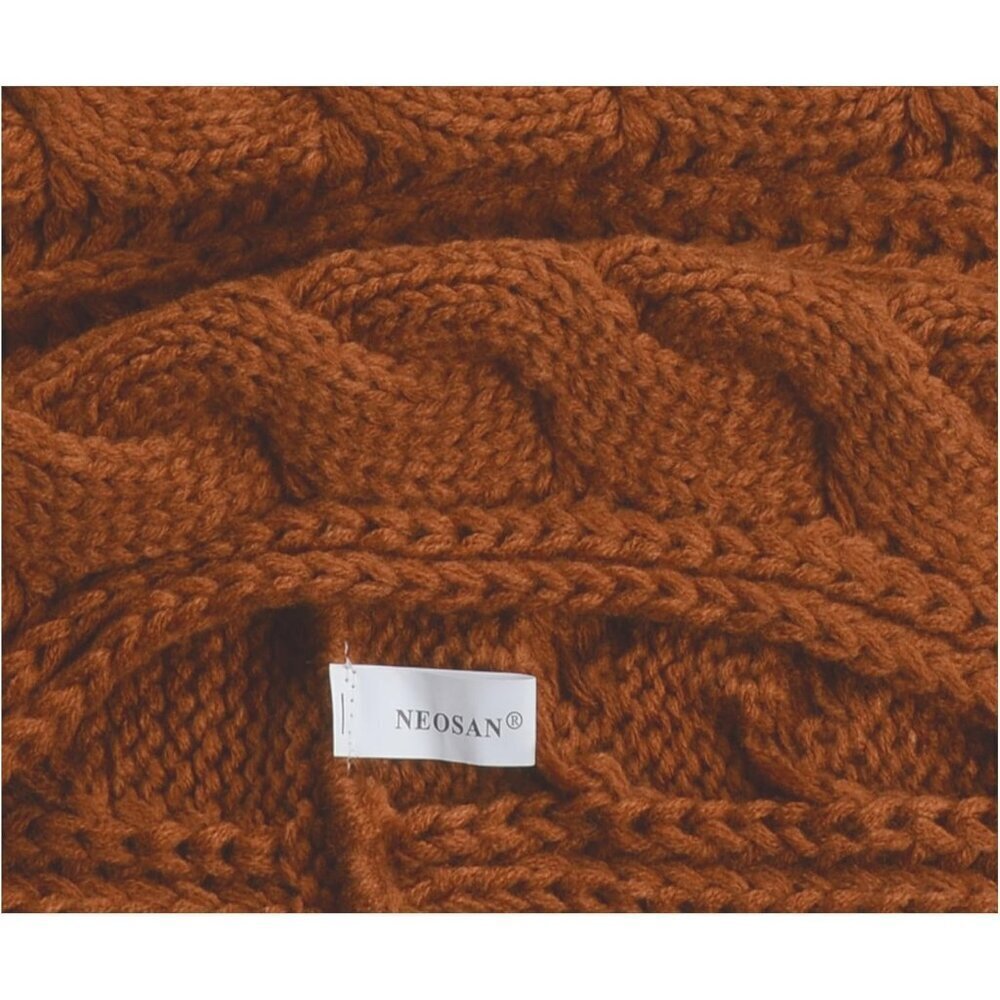 Women's Twist Brown Thick Ribbed Knit Winter Infinity Circle Loop Scarf - Picture 4 of 6